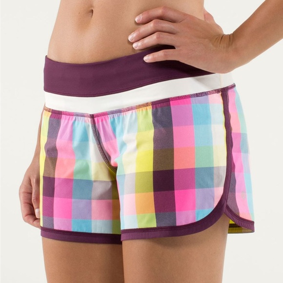 Lululemon Groovy Run Short Sea Check Multi/Angel Wing/Plum - Picture 1 of 7